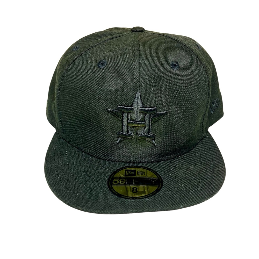 New Era 59FIFTY Houston Astros All Black on Black Fitted 8 Hat Cap MLB NWOT